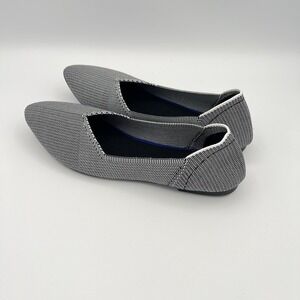 Women's Point Slip On Knit Flats Gray Black‎ Career Comfort Eco Size 38